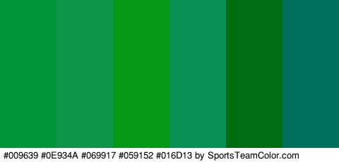 #009639 #0E934A #069917 #059152 #016D13 #00705D Colors