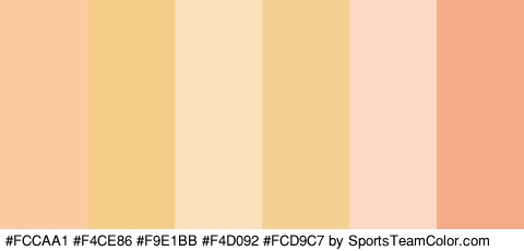 #FCCAA1 #F4CE86 #F9E1BB #F4D092 #FCD9C7 #F4AD86 Colors