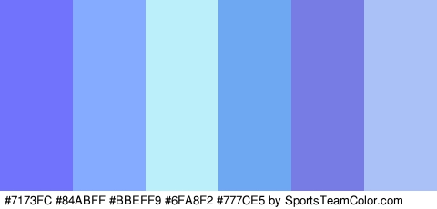 #7173FC #84ABFF #BBEFF9 #6FA8F2 #777CE5 #AAC1F7 Colors