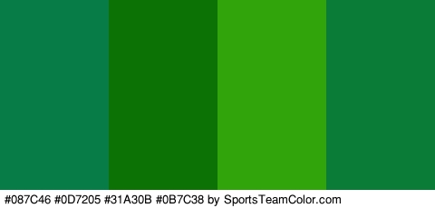 #087C46 #0D7205 #31A30B #0B7C38 Colors