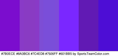 #7B0ECE #8A3BC6 #7C4ED8 #7926FF #601BB5 #4C0CD6 Colors