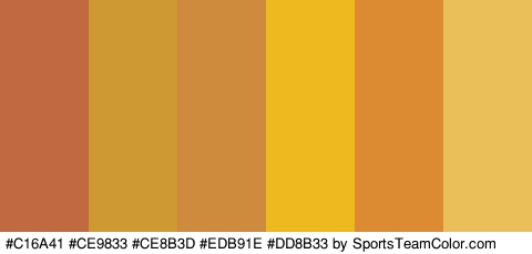 #C16A41 #CE9833 #CE8B3D #EDB91E #DD8B33 #EABE59 Colors