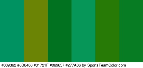 #009362 #6B8406 #01721F #069657 #277A06 #087C23 Colors