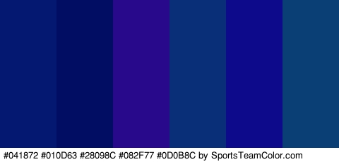 #041872 #010D63 #28098C #082F77 #0D0B8C #093F75 Colors