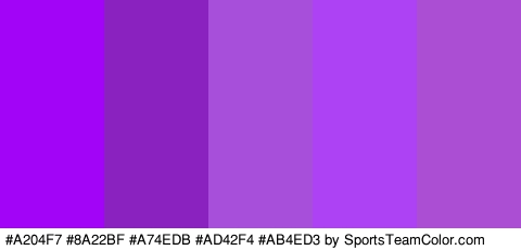 #A204F7 #8A22BF #A74EDB #AD42F4 #AB4ED3 Colors