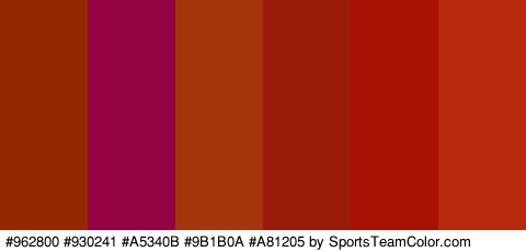 #962800 #930241 #A5340B #9B1B0A #A81205 #B7280E Colors