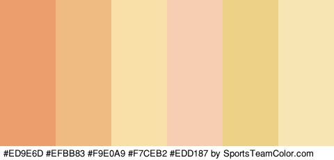 #ED9E6D #EFBB83 #F9E0A9 #F7CEB2 #EDD187 #F7E5B4 Colors