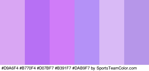 #D9A6F4 #B770F4 #D07BF7 #B391F7 #DAB9F7 #B596E8 Colors