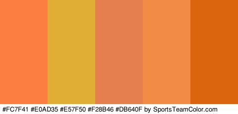 #FC7F41 #E0AD35 #E57F50 #F28B46 #DB640F Colors