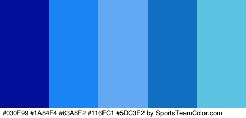 #030F99 #1A84F4 #63A8F2 #116FC1 #5DC3E2 Colors