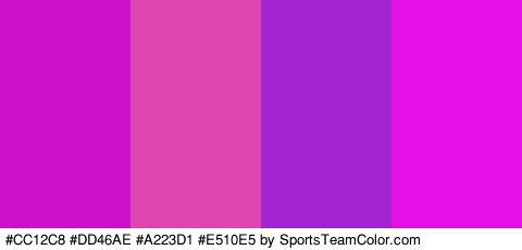 #CC12C8 #DD46AE #A223D1 #E510E5 Colors