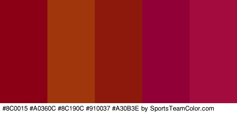 #8C0015 #A0360C #8C190C #910037 #A30B3E Colors