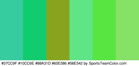 #37CC9F #10CC6E #88A31D #60E586 #58E542 #85E266 Colors