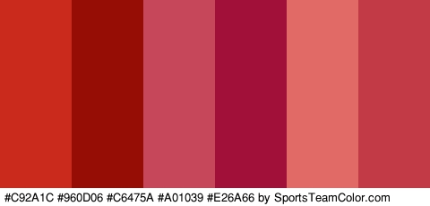 #C92A1C #960D06 #C6475A #A01039 #E26A66 #C13A45 Colors