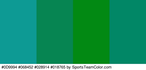 #0D9994 #068452 #028914 #018765 Colors