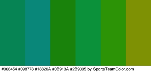 #068454 #098778 #18820A #0B913A #2B9305 #7E9104 Colors