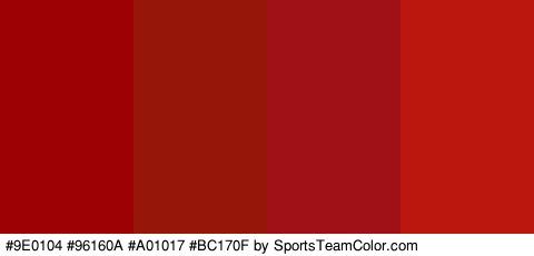 #9E0104 #96160A #A01017 #BC170F Colors