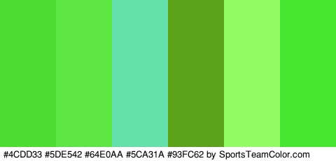 #4CDD33 #5DE542 #64E0AA #5CA31A #93FC62 #45E530 Colors