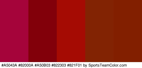 #A5043A #82000A #A50B03 #822303 #821F01 Colors