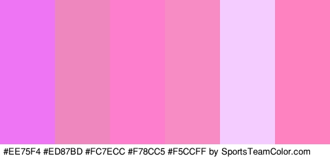 #EE75F4 #ED87BD #FC7ECC #F78CC5 #F5CCFF #FF82C0 Colors