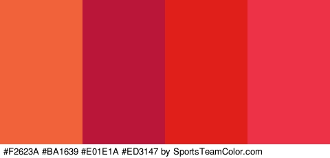 #F2623A #BA1639 #E01E1A #ED3147 Colors