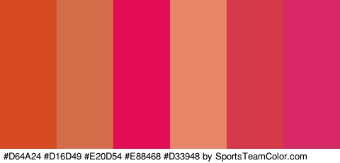 #D64A24 #D16D49 #E20D54 #E88468 #D33948 #D82765 Colors