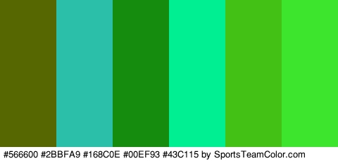 #566600 #2BBFA9 #168C0E #00EF93 #43C115 #3DE52D Colors