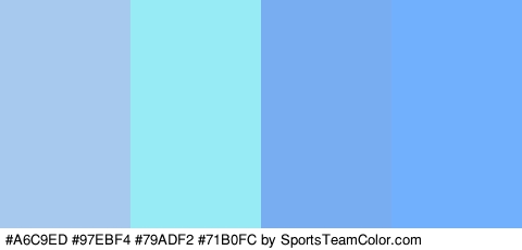 #A6C9ED #97EBF4 #79ADF2 #71B0FC Colors