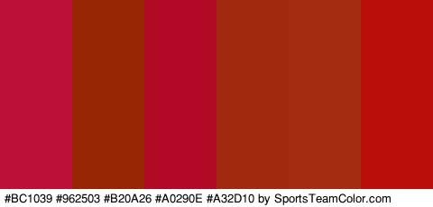 #BC1039 #962503 #B20A26 #A0290E #A32D10 #BA0E0B Colors