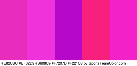 #E82CBC #EF32D9 #B608C9 #F7207D #F221C8 Colors