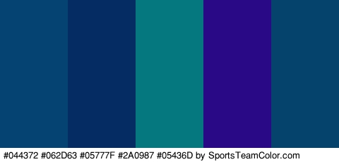 #044372 #062D63 #05777F #2A0987 #05436D Colors