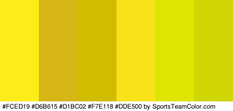 #FCED19 #D6B615 #D1BC02 #F7E118 #DDE500 #CFD604 Colors