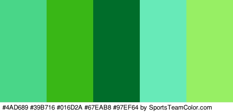 #4AD689 #39B716 #016D2A #67EAB8 #97EF64 Colors