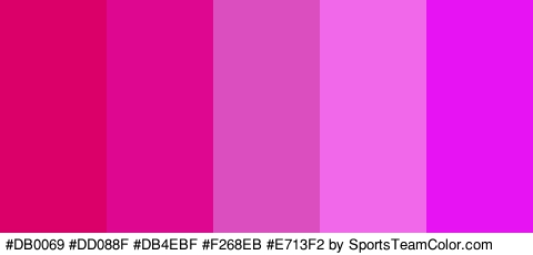 #DB0069 #DD088F #DB4EBF #F268EB #E713F2 Colors