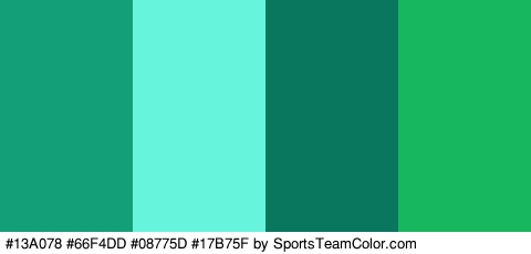 #13A078 #66F4DD #08775D #17B75F Colors