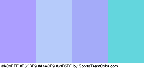 #AC9EFF #B6CBF9 #A4ACF9 #63D5DD Colors