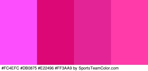 #FC4EFC #DB0875 #E22496 #FF3AA9 Colors