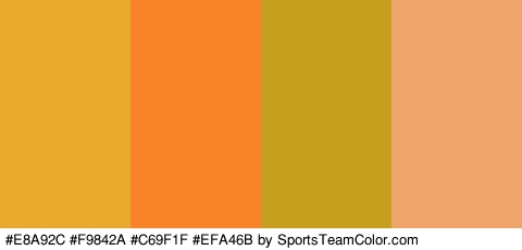 #E8A92C #F9842A #C69F1F #EFA46B Colors