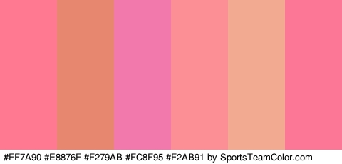 #FF7A90 #E8876F #F279AB #FC8F95 #F2AB91 #FC7695 Colors