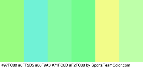 #97FC80 #6FF2D5 #86F9A3 #71FC8D #F2FC88 #BEFFAA Colors