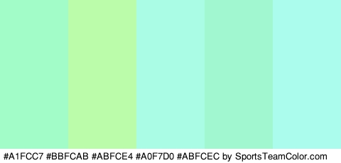 #A1FCC7 #BBFCAB #ABFCE4 #A0F7D0 #ABFCEC Colors