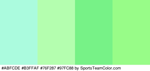 #ABFCDE #B3FFAF #76F287 #97FC88 Colors