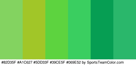 #82D35F #A1C627 #5DD33F #39CE5F #069E52 #2AB76C Colors