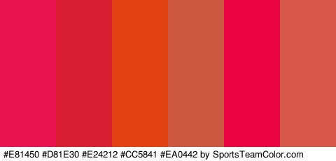 #E81450 #D81E30 #E24212 #CC5841 #EA0442 #D8594B Colors