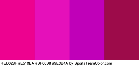 #ED028F #E510BA #BF00B8 #9E0B4A Colors