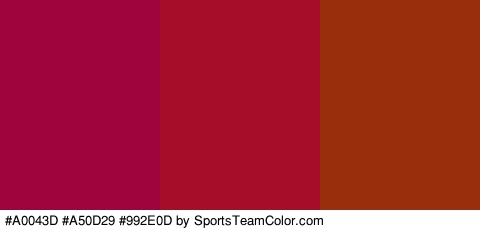 #A0043D #A50D29 #992E0D Colors