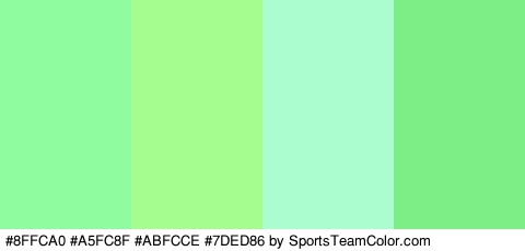 #8FFCA0 #A5FC8F #ABFCCE #7DED86 Colors