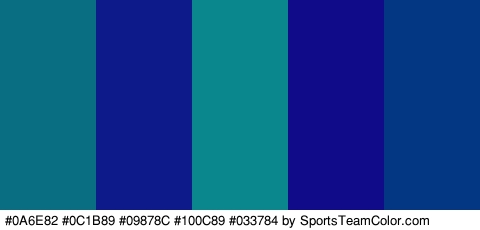 #0A6E82 #0C1B89 #09878C #100C89 #033784 Colors