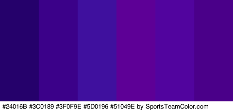 #24016B #3C0189 #3F0F9E #5D0196 #51049E #4B0089 Colors