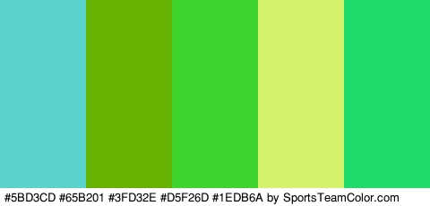 #5BD3CD #65B201 #3FD32E #D5F26D #1EDB6A Colors